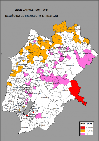 ESTREMADURA E RIBATEJO: FREGUESIAS QUE MANTIVERAM A MESMA TENDÊNCIA ENTRE 1991 E 2011